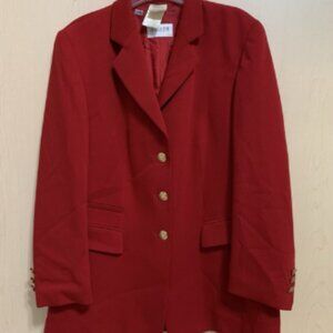 BASLER Women's Two-Button Lined Wool Blend Blazer Jacket Red Size EU 44 US 14